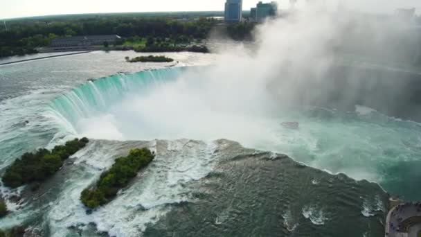Niagara Cai Por Drone Aéreo Belas Cachoeiras Tiro Voador — Vídeo de Stock