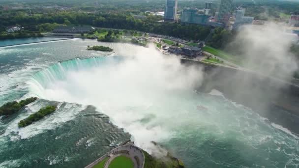 Niagara Cae Por Aviones Tripulados Hermosas Cascadas Voladoras — Vídeo de stock