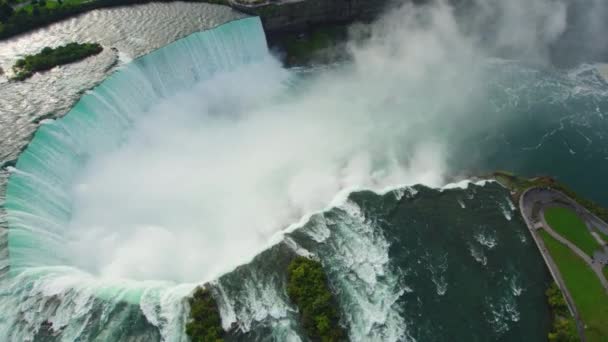 Niagara Cai Por Drone Aéreo Belas Cachoeiras Tiro Voador — Vídeo de Stock