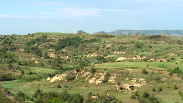 Theodore Roosevelt National Park Canyon Dron Powietrzny — Wideo stockowe