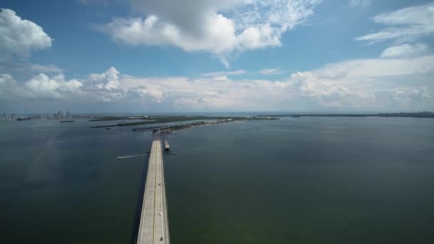 Miami Bridge Aerial Drone — Stock Video