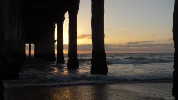 海滩落日跟踪拍摄 — 图库视频影像