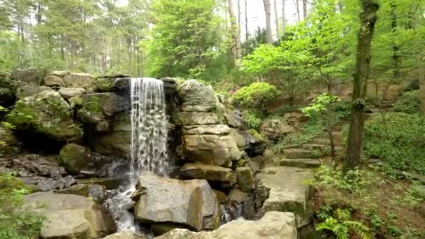 Stenen Waterval Vredig Groen Bos — Stockvideo