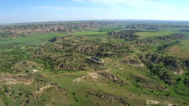 Theodore Roosevelt National Park Cânion Drone Aéreo — Vídeo de Stock