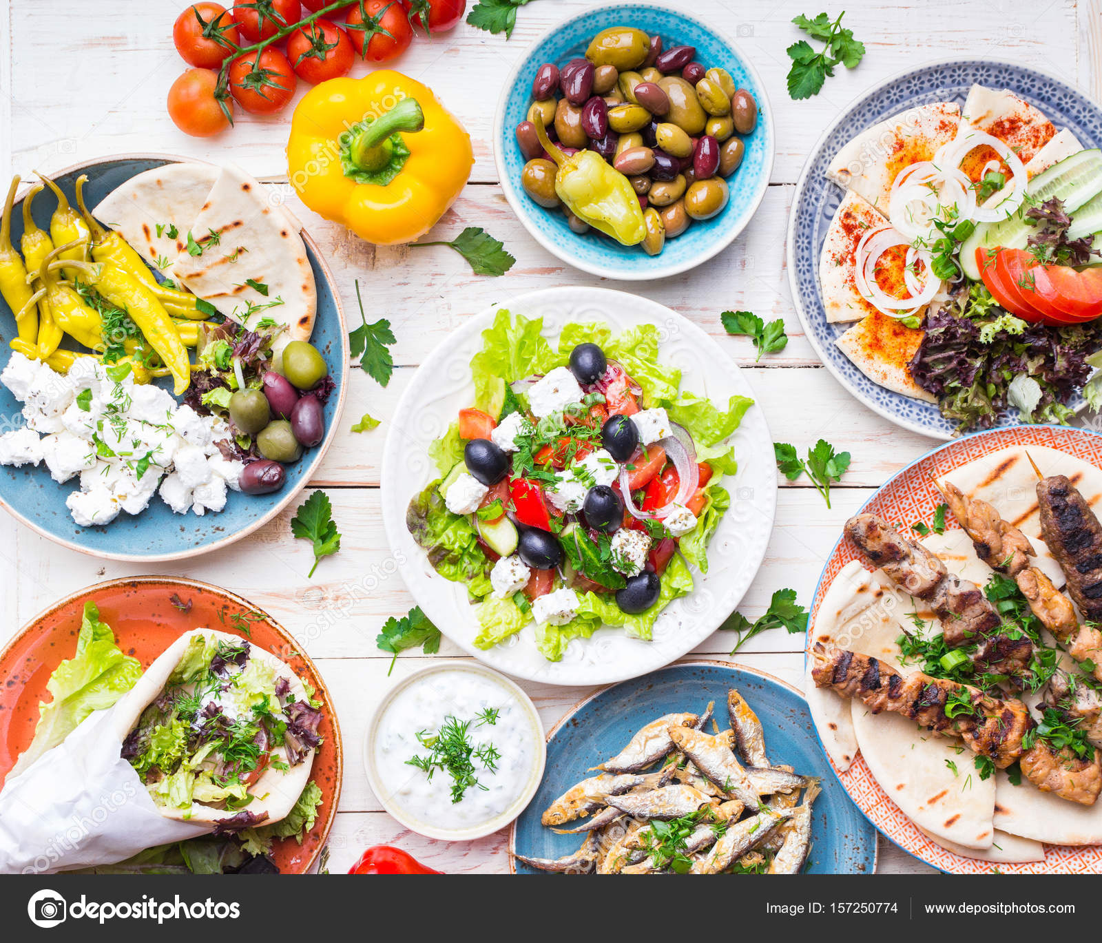 Greek food set Stock Photo by ©somegirl 157250774
