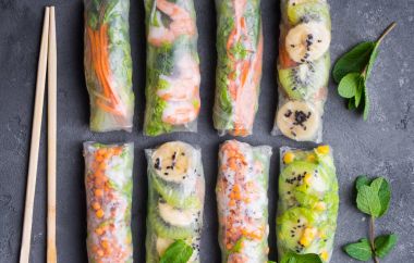 Fresh assorted spring rolls clipart