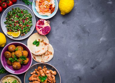 Middle eastern dishes background clipart