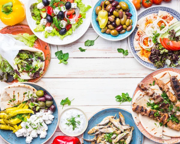Yunan yemeği arka plan — Stok fotoğraf