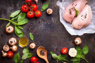 yemek pişirmek için ham maddeler