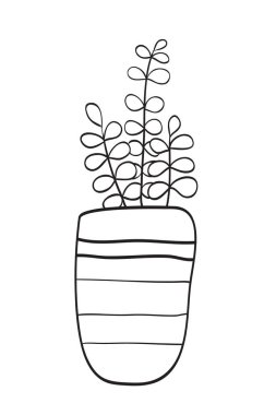 Tencere dibin kara, seninki benden kara. Esrara el çizimi bitki çizimi. Boyama kitabı için siyah ve beyaz vektör çizimi. 