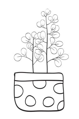 Tencere dibin kara, seninki benden kara. Esrara el çizimi bitki çizimi. Boyama kitabı için siyah ve beyaz vektör çizimi. 