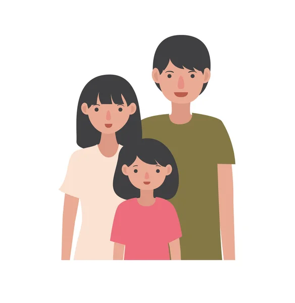 Plano Feliz Familia Retrato Imagen Vector Ilustración Hijos Padres Paternidad — Foto de Stock