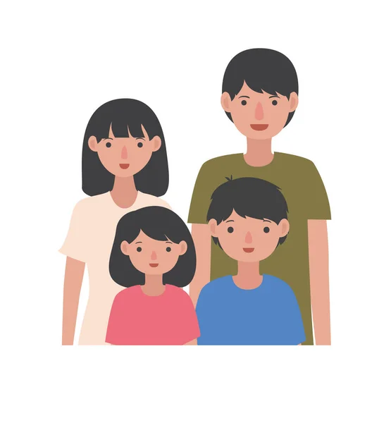 Illustration Vectorielle Portrait Flat Happy Family Enfants Parents Parentalité Mère — Photo