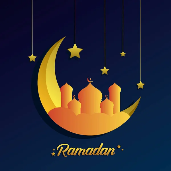 Dorato Notte Vettore Ramadan Sfondo Ramadan — Foto Stock