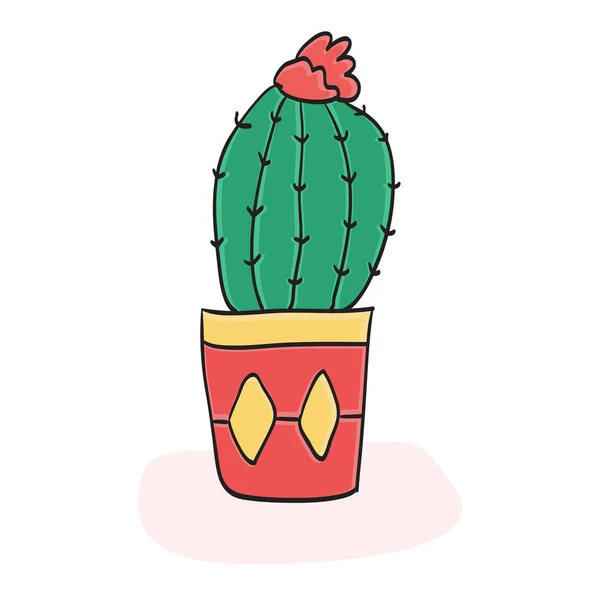 Schattige Plant Vector Kleine Plant Pot Sappige Cactus Met Hand — Stockfoto