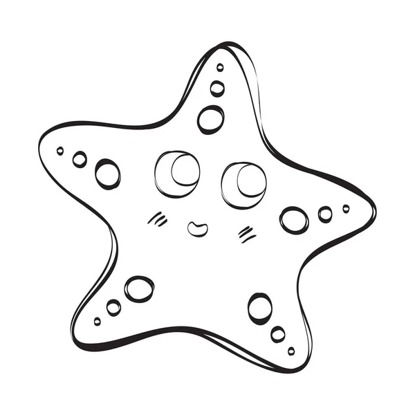 Ручной Рисунок Красивой Звезды Рыбы Черно Белая Иллюстрация Раскраски — стоковое фото