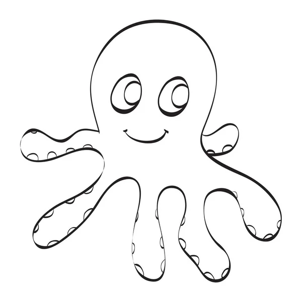 Ručně Kreslené Roztomilé Ilustrace Chobotnice Černobílá Ilustrace Pro Omalovánky — Stock fotografie