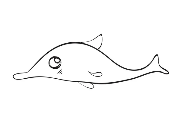 Kézzel Rajzolt Aranyos Delfin Illusztráció Fekete Fehér Illusztráció Színező Könyv — Stock Fotó