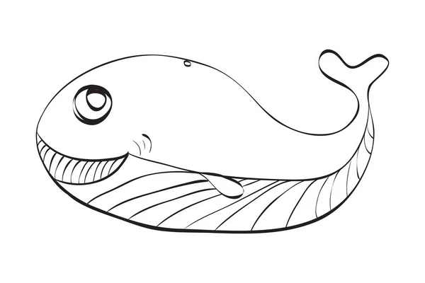 Hand Drawn Cute Fish Illustration Black White Illustration Coloring Book — Stock Photo, Image