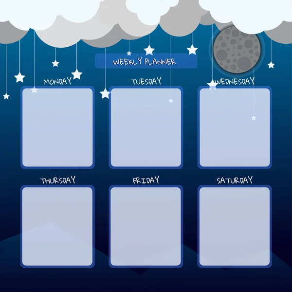 Vektor Týdenního Plánování Zobrazení Měsíčního Svitu — Stock fotografie