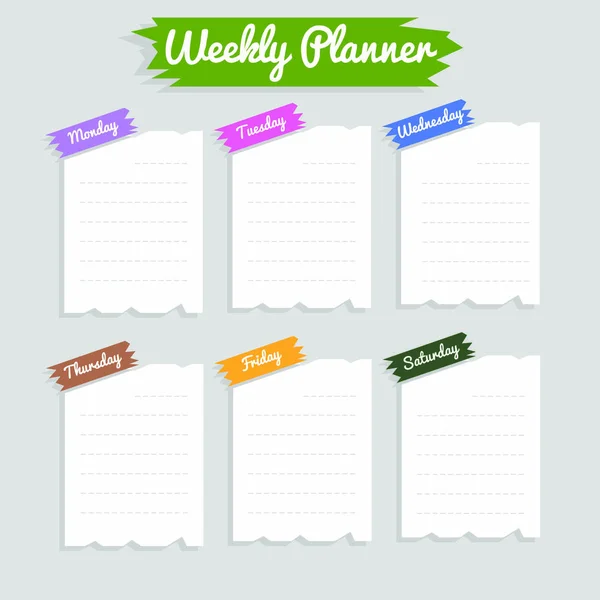 weekly planner vector piece of paper