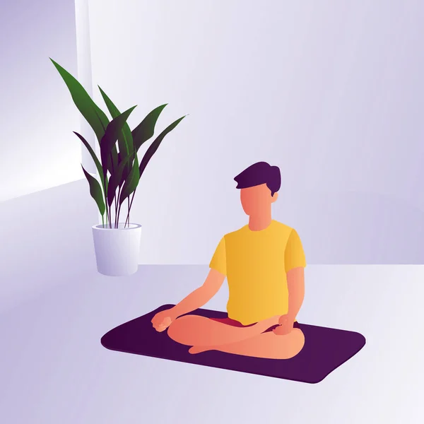 Man Sitting Lotus Position Practicing Mindfulness Meditation Yoga Healthy Lifestyle — Stock Photo, Image