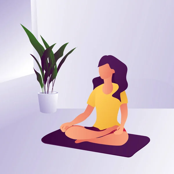 Woman Sitting Lotus Position Practicing Mindfulness Meditation Yoga Healthy Lifestyle — Stock Photo, Image