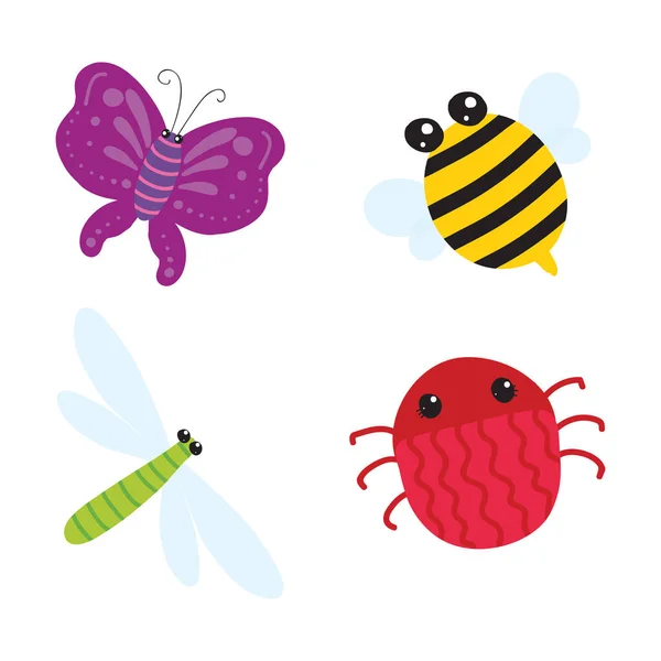 Niedliche Insekten Cartoon Insekten Für Kinder Und Jugendliche Bug Insekt — Stockfoto