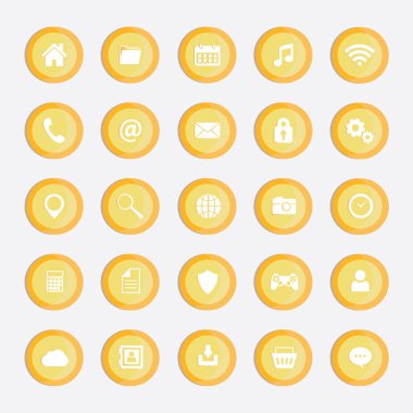 Ağ simgeleri. Düğmeler ayarlandı. Web sitesi veya mobil uygulamanın düğme tasarımları. mor cam düğme.