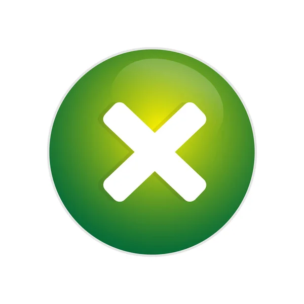 Кнопка Выхода Зеленая Глянцевая Кнопка Знаком Крест Зеленый Круг Паутина — стоковое фото