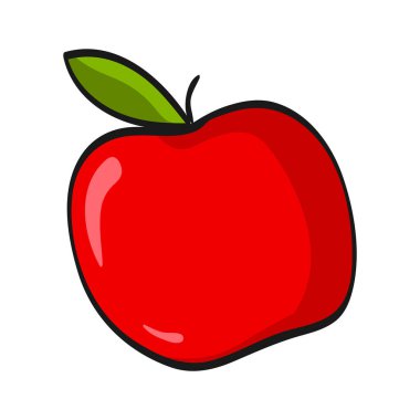 Çizgi film yeşil elma beyaz arka planda izole. Taze Meyve İllüstrasyonu.