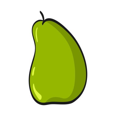 Karikatür armudu beyaz arka planda izole edilmiş. Taze Meyve İllüstrasyonu.