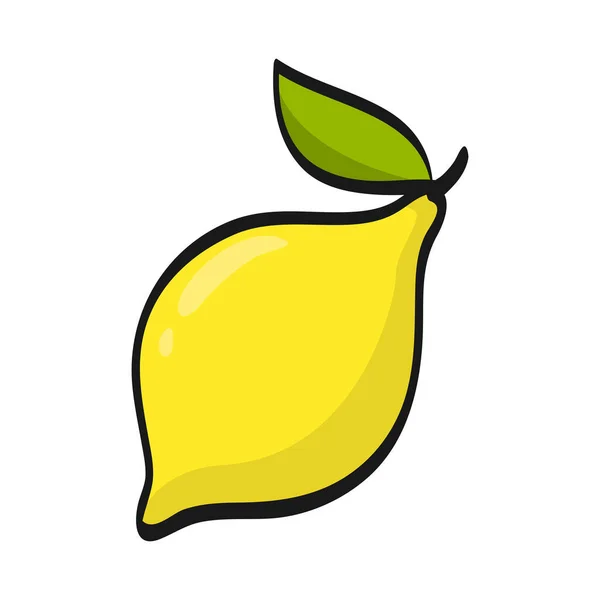 卡通柠檬在白色背景上被分离出来 新鲜水果说明 — 图库照片