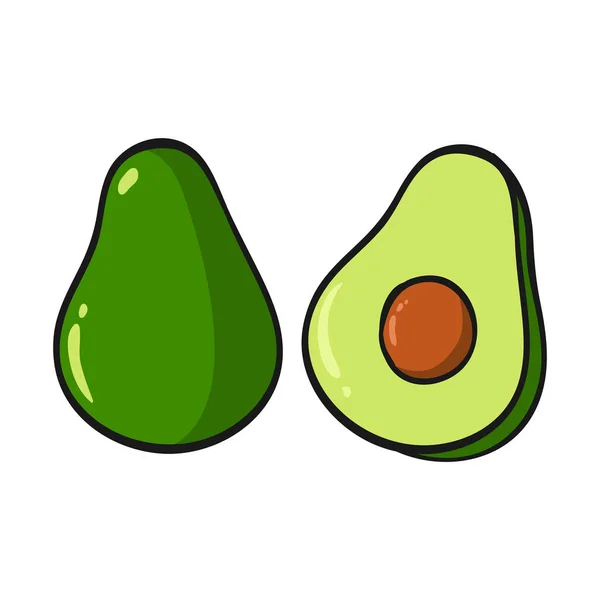 Avocado Cartone Animato Isolato Sfondo Bianco Illustrazione Frutta Fresca — Foto Stock