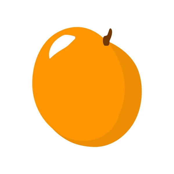 卡通橙色孤立在白色背景 新鲜水果平面图解 — 图库照片
