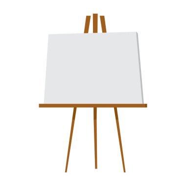 Beyaz arkaplanda izole edilmiş boş tuval vektör karikatür çizimi ile Easel.