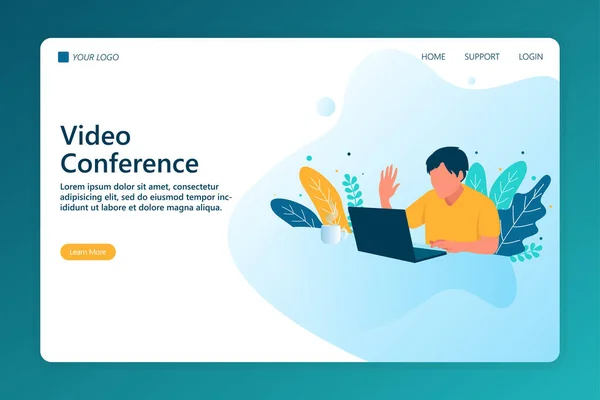 Video Conferencing concept for landing page. Creative landing page website design concept create your website with easy way.