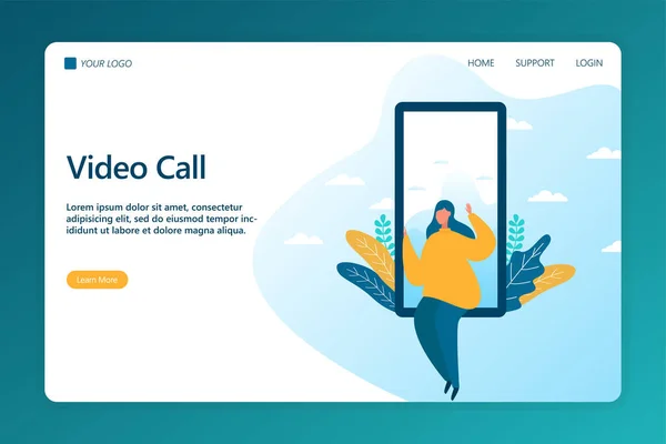 Video Call Ilustrace Pro Přistávací Stránku Videokonference Úvodní Stránka Online — Stock fotografie