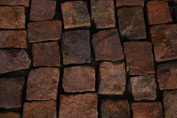 Vista Superior Sobre Adoquines Piedra Antigua Acera Granito Mock Textura —  Fotos de Stock