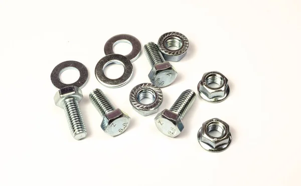 Close Shot Small Amount Automotive Fasteners Metal Products — Stock Photo, Image