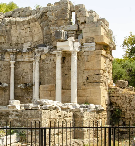 Monuments Anciens Side Turquie Pierre Archéologie — Photo