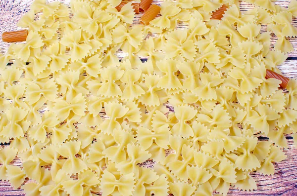 Italian Yellow Pasta Wooden Table Closeup Royalty Free Stock Images