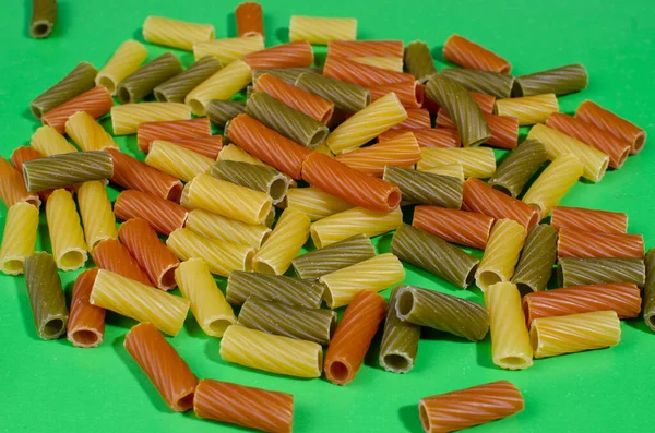 Conchiglie Rigate Pasta Mixture Multi Colored Raw Shells Textured Italian — Stock Photo, Image