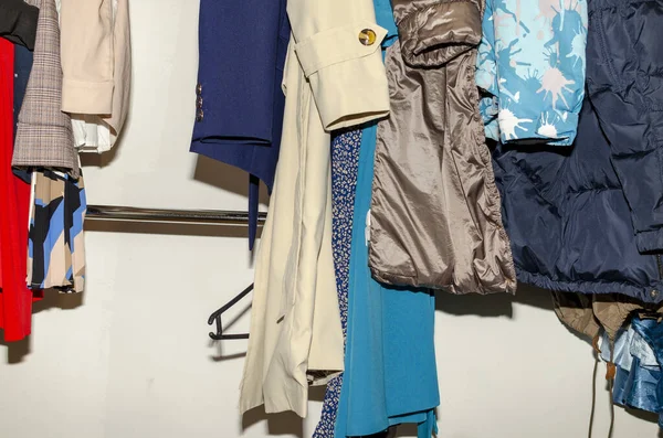 Women Autumn Clothes Hanging Closet Hangers — Stock Photo, Image