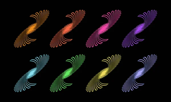 Huit Types Dessins Abstraits Avec Huit Couleurs Différentes Cette Conception — Image vectorielle