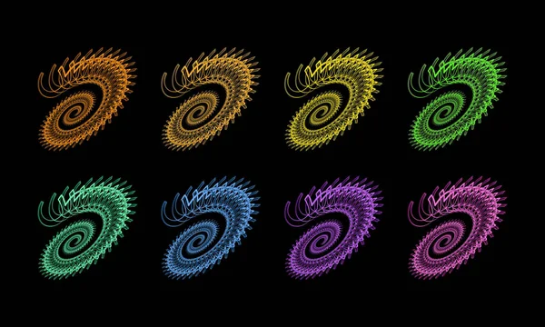 Acht Arten Von Abstrakten Designs Mit Acht Verschiedenen Farben Dieses — Stockvektor