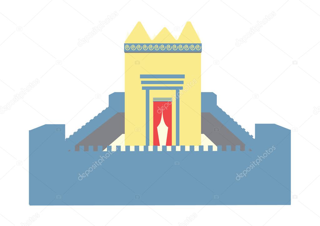 The Jerusalem Temple Illustrated Vector Icon and Colored Symbols