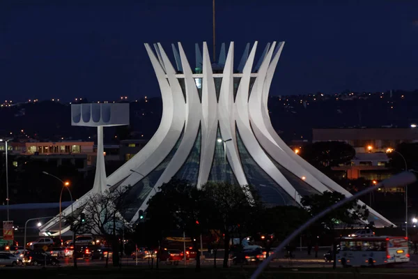 Catedral Metropolitana Brasilia Por Noche — Foto de Stock