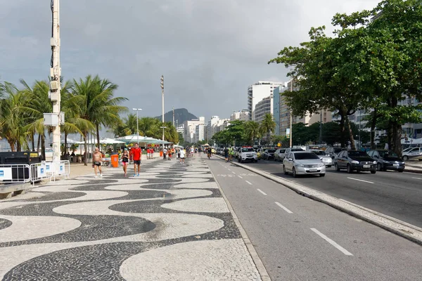 Promenade Copacaba Distrikt Med Berømte Strand - Stock-foto