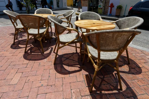 Chairs and tables of a restaurant/cafe/bar